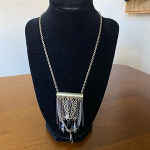 Banana Republic gold tone necklace with bar chains and beads pendant